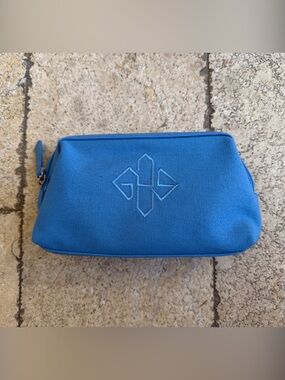 Ettinger London | Men's Blue Canvas Toiletry Pouch with Embroidered Logo